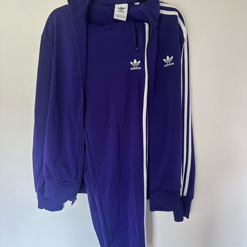 Men’s Adidas Purple 3 Stripe Tracksuit